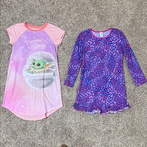 Girls size 10/12 Pink Star Wars and Purple Cheetah Nightgowns